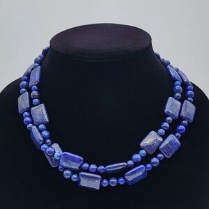 N302 Lapis Lazuli, Long Beaded Necklace 37.5"